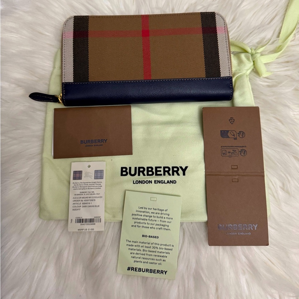 Brand new Burberry Canvas and Leather Zip Around Wallet